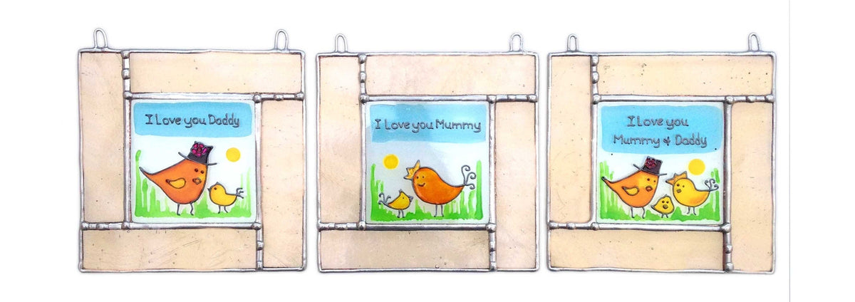 LeKoky Suncatchers LOVE YOU DAD Hand Painted Stained Glass Suncatcher made by Lenka in Southampton England