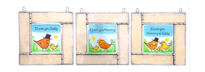 LeKoky Suncatchers LOVE YOU DAD Hand Painted Stained Glass Suncatcher made by Lenka in Southampton England