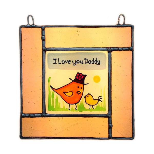 LeKoky Suncatchers LOVE YOU DAD Hand Painted Stained Glass Suncatcher made by Lenka in Southampton England