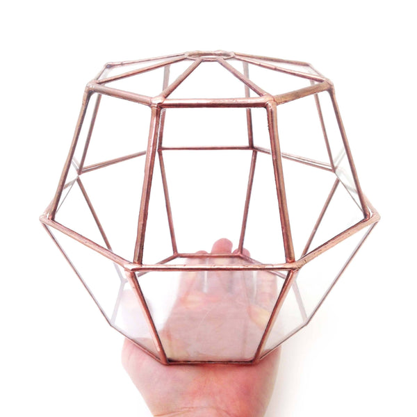 LeKoky Terrariums OCTAGON Geometric Glass Terrarium Small / Bright Copper made by Lenka in Southampton England