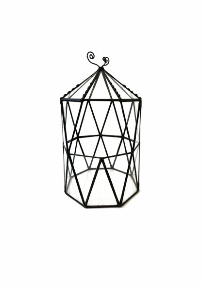 LeKoky Terrariums OCTAGONAL CAGE Geometric Glass Terrarium Small / Black made by Lenka in Southampton England