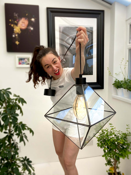 LeKoky Lighting Octahedron Geometric Glass Pendant Light made by Lenka in Southampton England