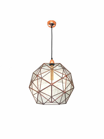 LeKoky Lighting PENTAKIS DODECAHEDRON Geometric Glass Pendant Light Large / Bright Copper made by Lenka in Southampton England