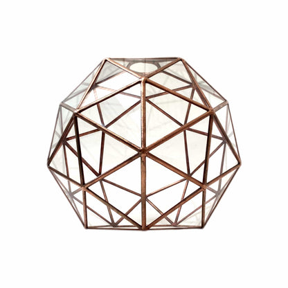 LeKoky Lighting PENTAKIS DODECAHEDRON Geometric Glass Pendant Light Medium / Rustic Copper made by Lenka in Southampton England