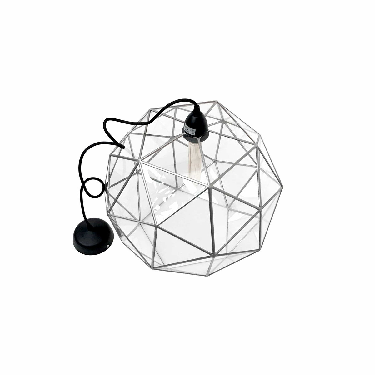 LeKoky Lighting PENTAKIS DODECAHEDRON Geometric Glass Pendant Light Medium / Silver made by Lenka in Southampton England