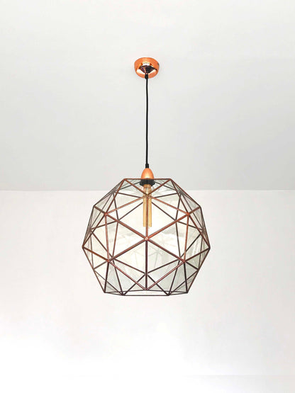 LeKoky Lighting PENTAKIS DODECAHEDRON Geometric Glass Pendant Light Mega / Bright Copper made by Lenka in Southampton England