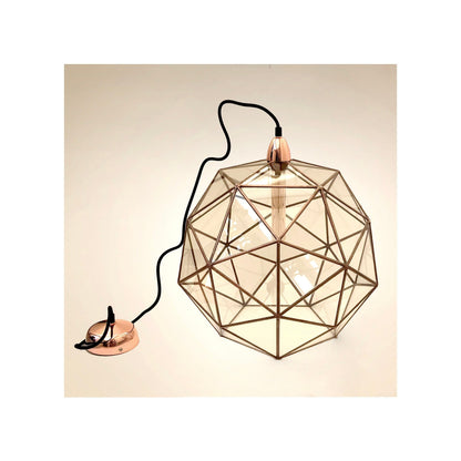 LeKoky Lighting PENTAKIS DODECAHEDRON Geometric Glass Pendant Light Mega / Rustic Copper made by Lenka in Southampton England