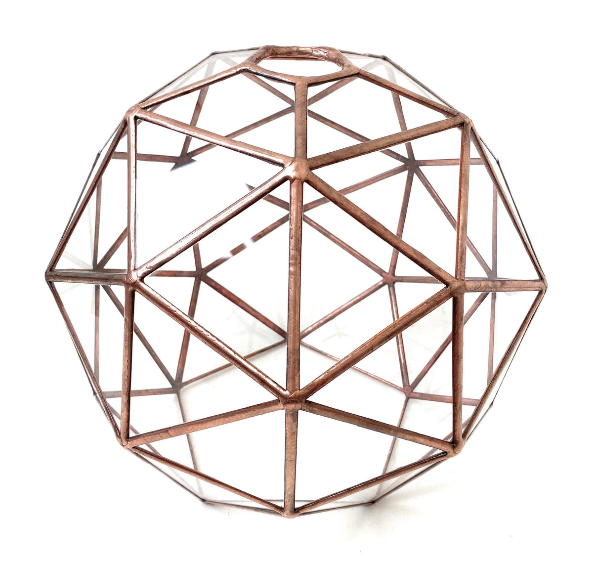 LeKoky Lighting PENTAKIS DODECAHEDRON Geometric Glass Pendant Light Small / Bright Copper made by Lenka in Southampton England