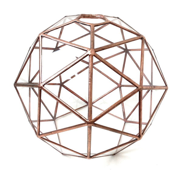 LeKoky Lighting PENTAKIS DODECAHEDRON Geometric Glass Pendant Light Small / Bright Copper made by Lenka in Southampton England