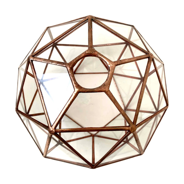 LeKoky Lighting PENTAKIS DODECAHEDRON Geometric Glass Pendant Light Small / Rustic Copper made by Lenka in Southampton England
