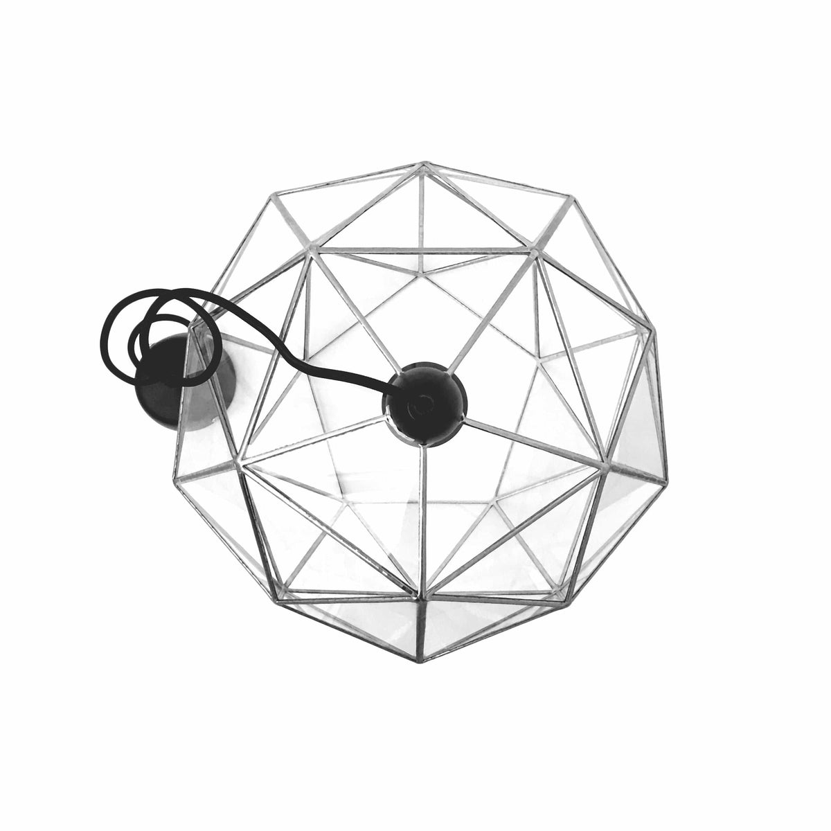 LeKoky Lighting PENTAKIS DODECAHEDRON Geometric Glass Pendant Light Small / Silver made by Lenka in Southampton England