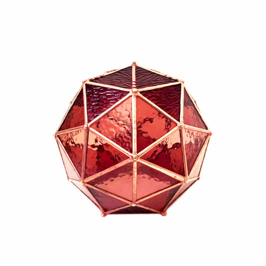 LeKoky Lighting LED-lit geometric pink lamp in a glowing purple hue