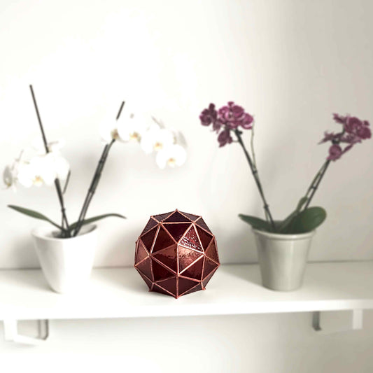 LeKoky Lighting Pink stained glass geometric lamp, unlit, showcasing its intricate design