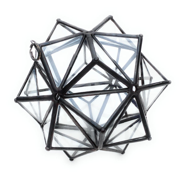 Southampton Hampshire Glass LEKOKY Small Triambic Icosahedron Black / Hanging Decoration / Wedding Table Decor / Stained Glass Piece / Handmade by Lenka