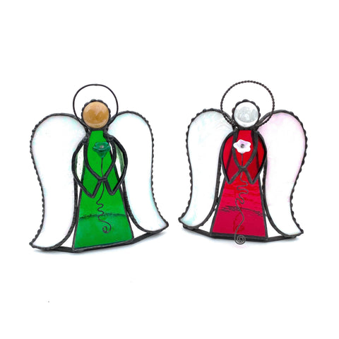 LeKoky Decor STANDING ANGEL  Handcrafted Home Glass Accessory red & green 30% off made by Lenka in Southampton England