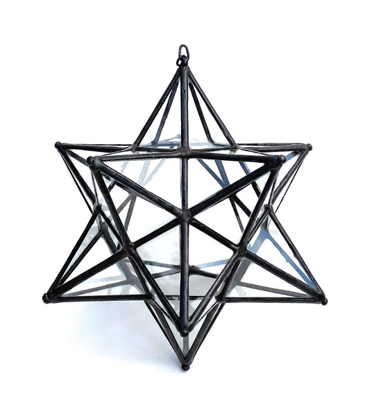 LeKoky Decor STELLATED DODECAHEDRON Geometric Hanging Home Glass Decor made by Lenka in Southampton England