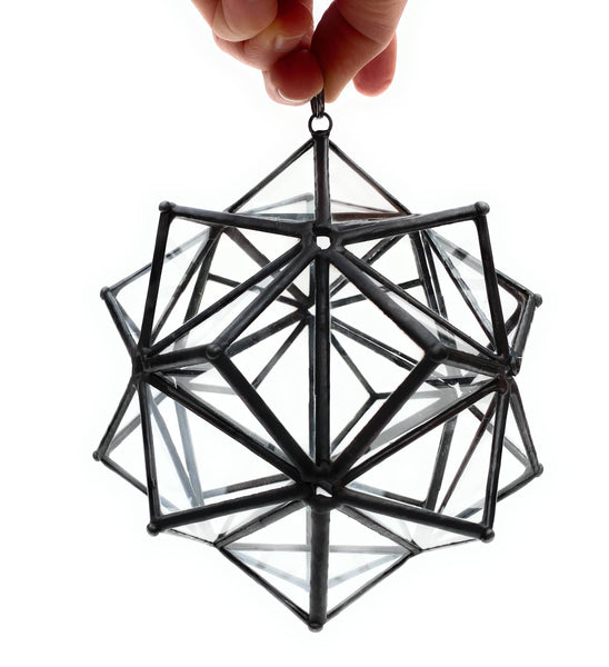 LeKoky Decor TRIAMBIC ICOSAHEDRON Geometric Hanging Home Glass Decor made by Lenka in Southampton England